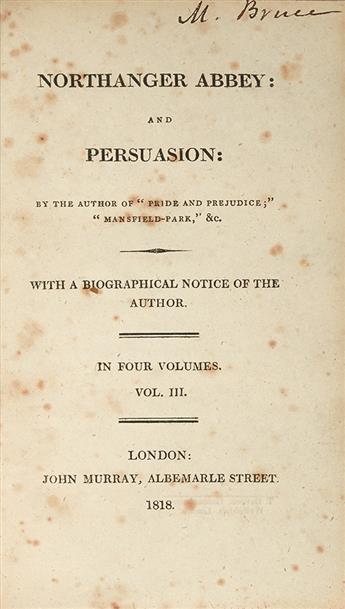 AUSTEN, JANE. Northanger Abbey and Persuasion. With a Biographical Notice of the Author.